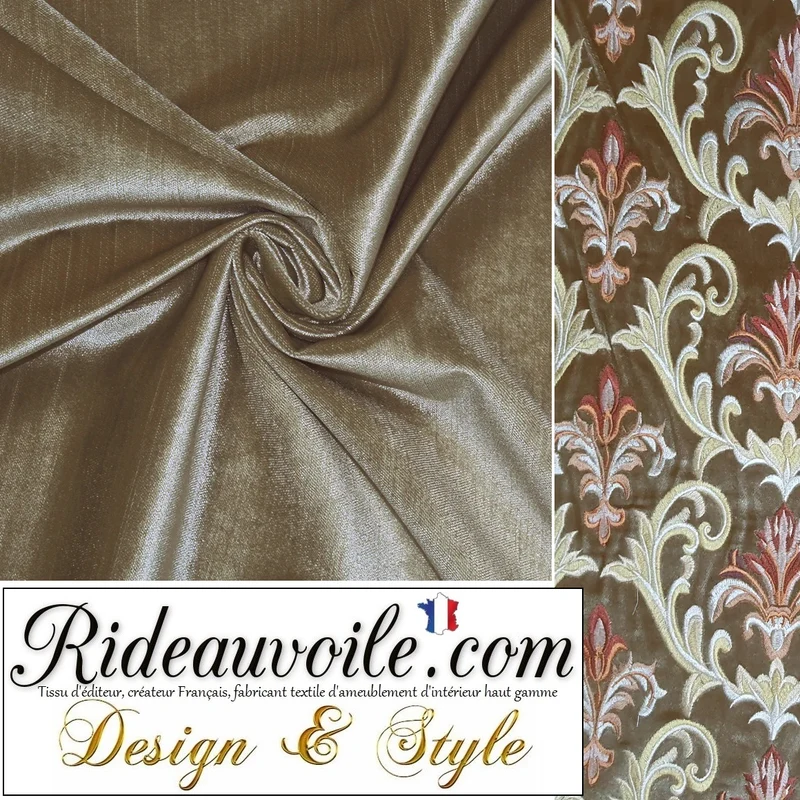 Jacquard ameublement tapisserie Tissu brodé Velours brun baroque mètre rideau
