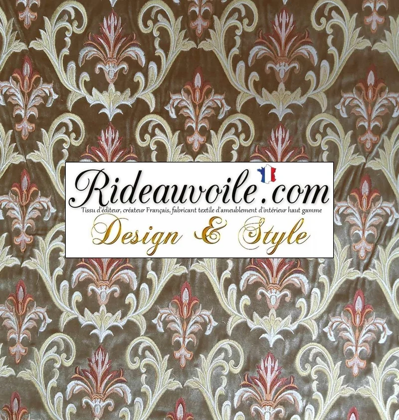 Jacquard ameublement tapisserie Tissu brodé Velours brun baroque mètre rideau