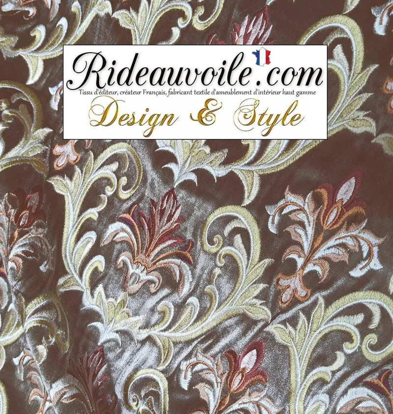 Jacquard ameublement tapisserie Tissu brodé Velours brun baroque mètre rideau