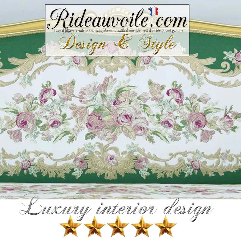 Tapisserie décorateur tapissier ameublement Velours vert Broderies d'Art royales