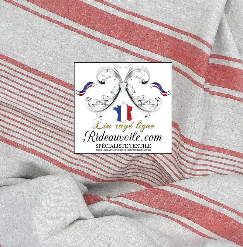 Tissu au mètre Lin à rayures lignes rouge ameublement rideau toile lignes matelas