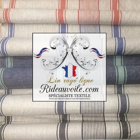 Tissu au mètre Lin à rayures lignes rouge ameublement rideau toile lignes matelas
