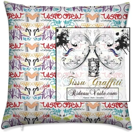 Tissu éditeur d'ameublement mètre motif tag imprimé Graffiti art Streets rideau