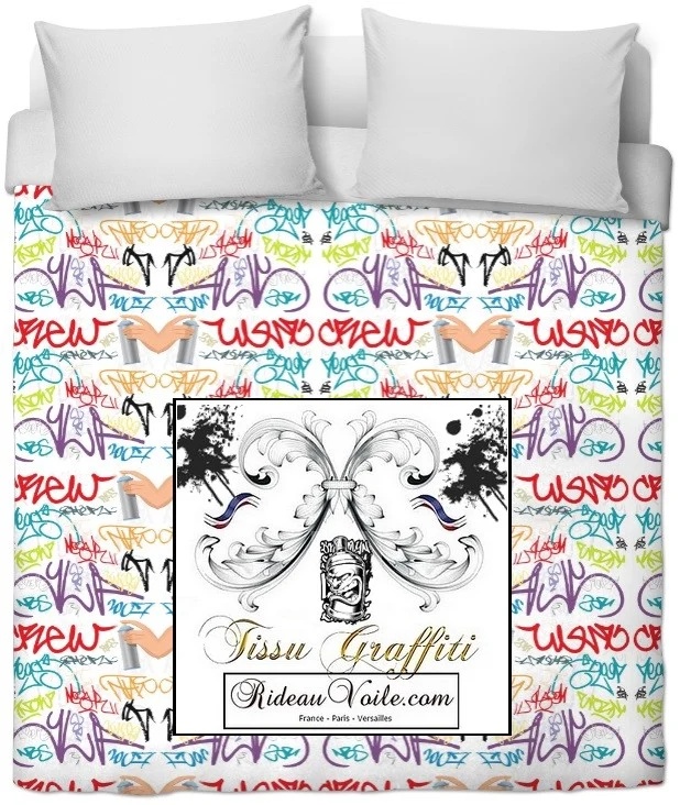 Tissu éditeur d'ameublement mètre motif tag imprimé Graffiti art Streets rideau