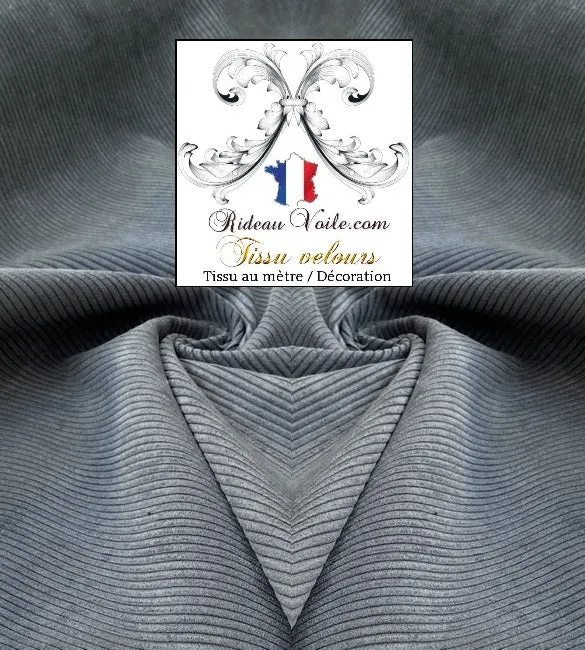 Tissu d'éditeur d'intérieur velours côtelé uni BLEU ameublement mètre rideau canapé