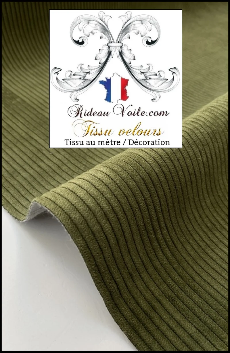 Décoration tissu intérieur velours côtelé uni VERT ameublement mètre rideau canapé