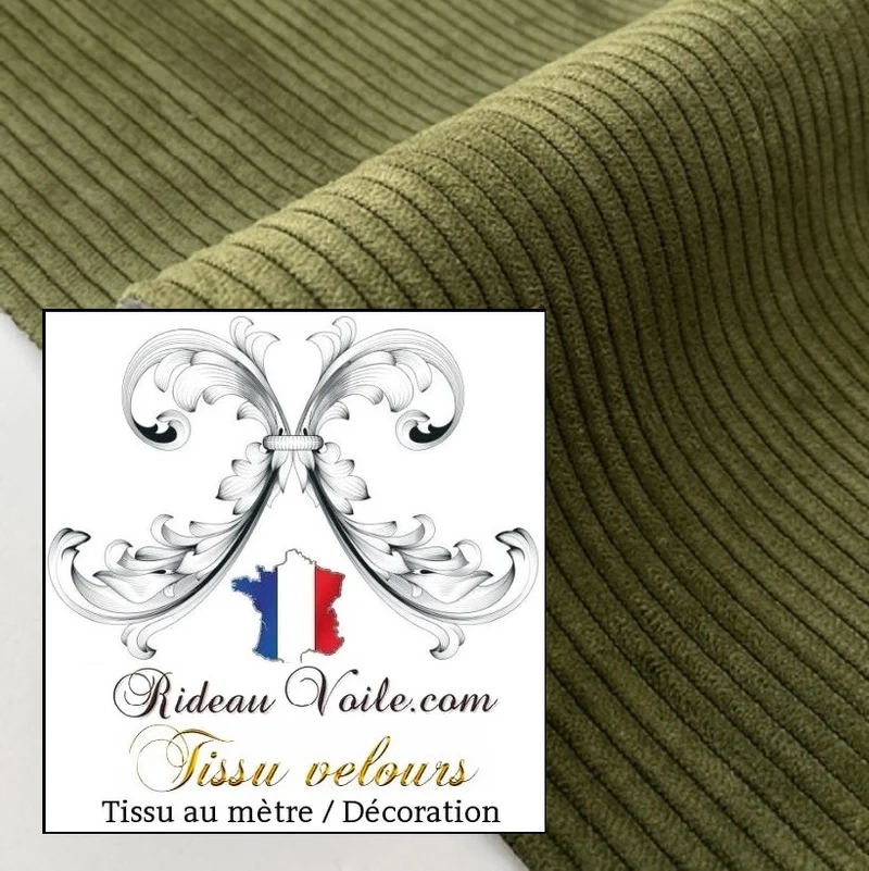 Décoration tissu intérieur velours côtelé uni VERT ameublement mètre rideau canapé