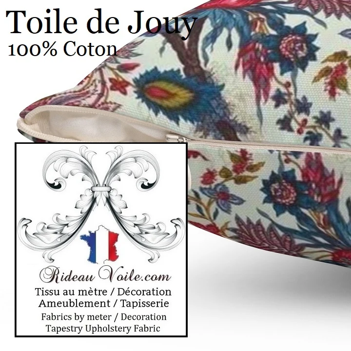 Coton Indien Toile de Jouy tissu ameublement artisan Inde Paisley imprimés fleurs