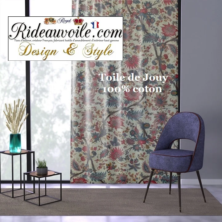 Coton Indien Toile de Jouy tissu ameublement artisan Inde Paisley imprimés fleurs