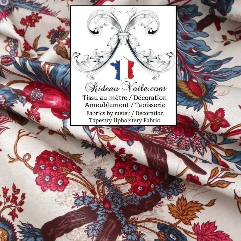 Coton Indien Toile de Jouy tissu ameublement artisan Inde Paisley imprimés fleurs