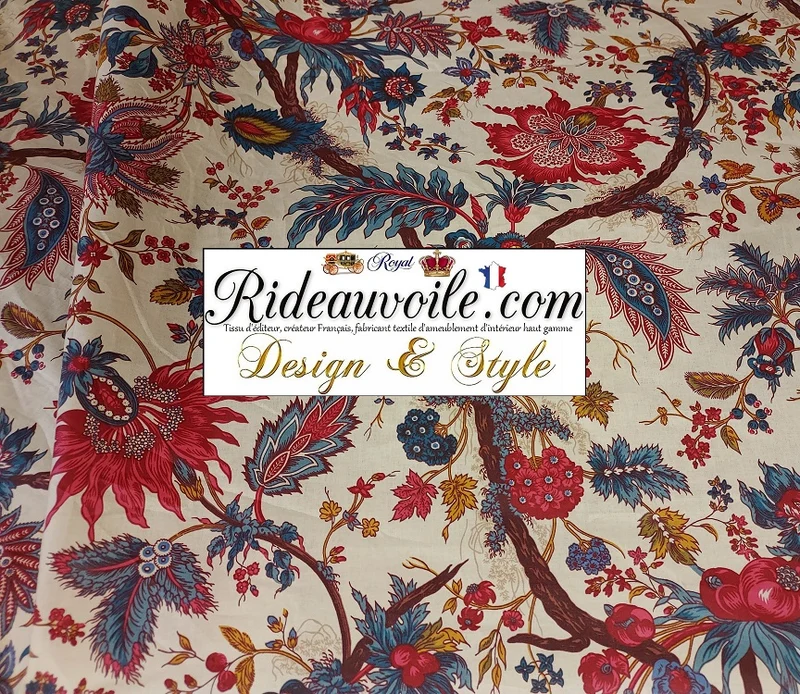 Coton Indien Toile de Jouy tissu ameublement artisan Inde Paisley imprimés fleurs