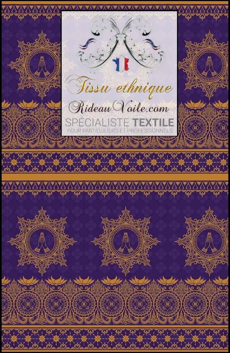Tissu ignifugé ameublement motif violet cachemire Indiens imprimé Paisley mètre rideaux