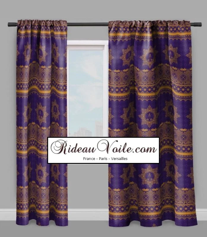 Tissu ignifugé ameublement motif violet cachemire Indiens imprimé Paisley mètre rideaux