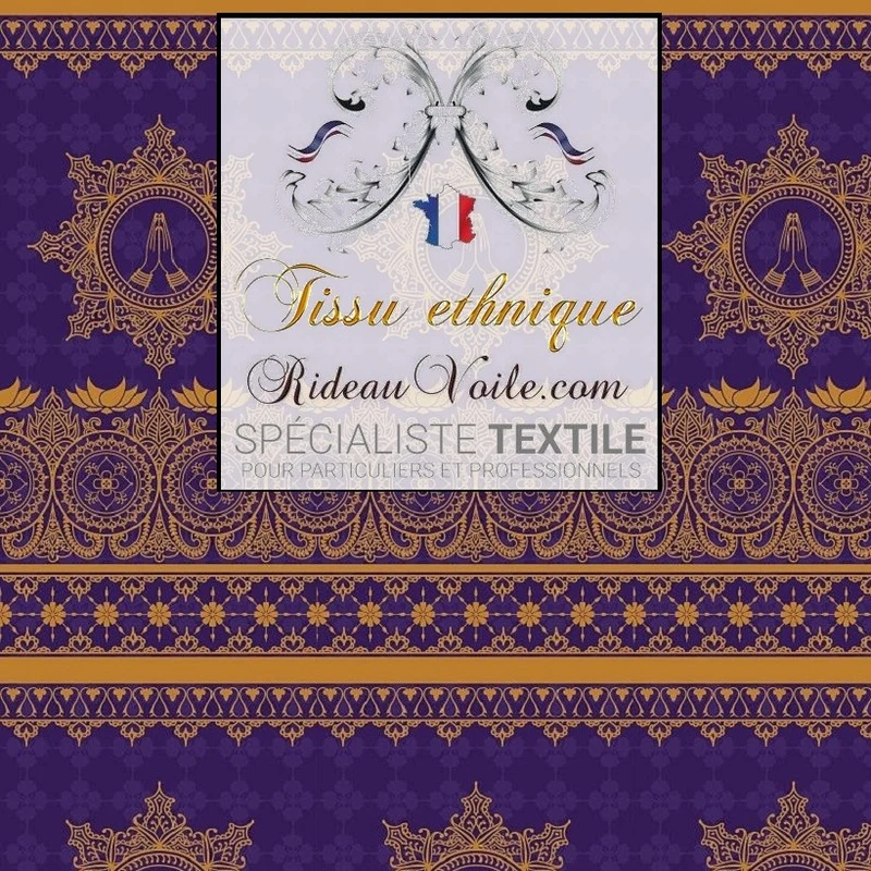 Tissu ignifugé ameublement motif violet cachemire Indiens imprimé Paisley mètre rideaux