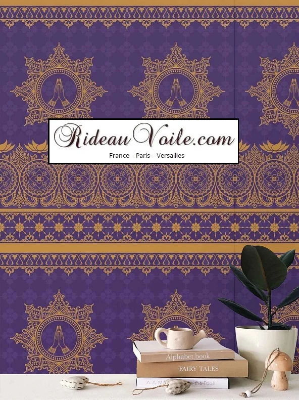 Tissu ignifugé ameublement motif violet cachemire Indiens imprimé Paisley mètre rideaux