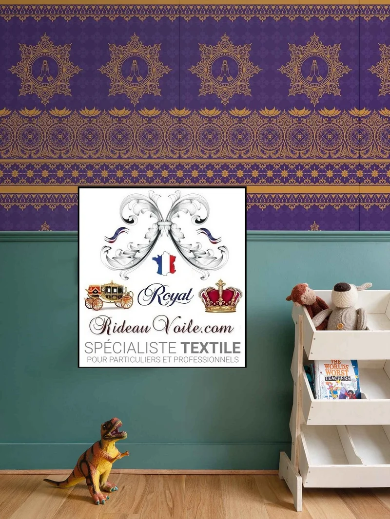 Tissu ignifugé ameublement motif violet cachemire Indiens imprimé Paisley mètre rideaux