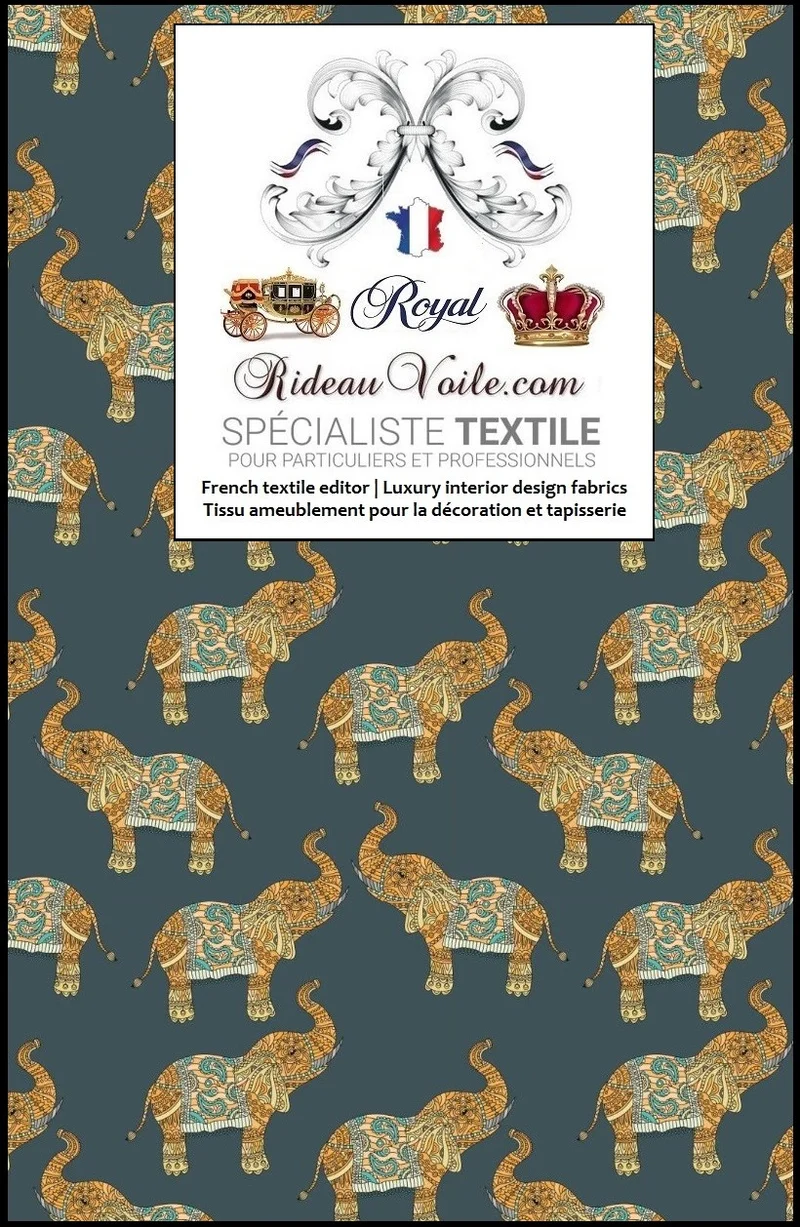 Tissu éléphants ameublement motif imprimé cachemire Indiens Paisley mètre rideaux