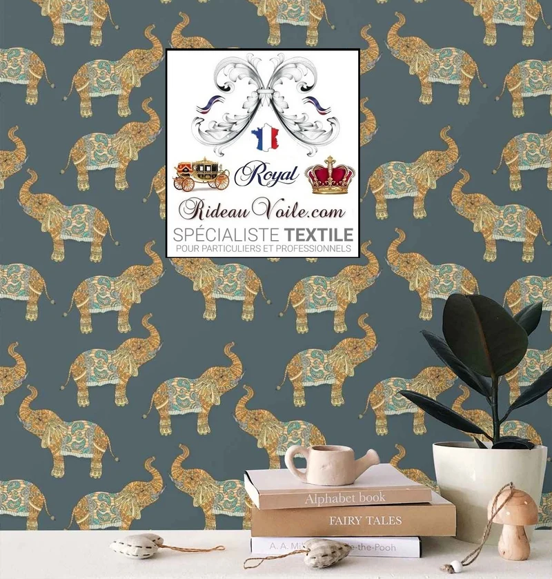Tissu éléphants ameublement motif imprimé cachemire Indiens Paisley mètre rideaux