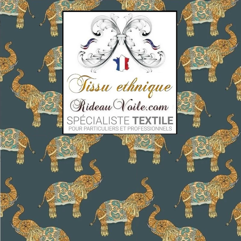 Tissu éléphants ameublement motif imprimé cachemire Indiens Paisley mètre rideaux