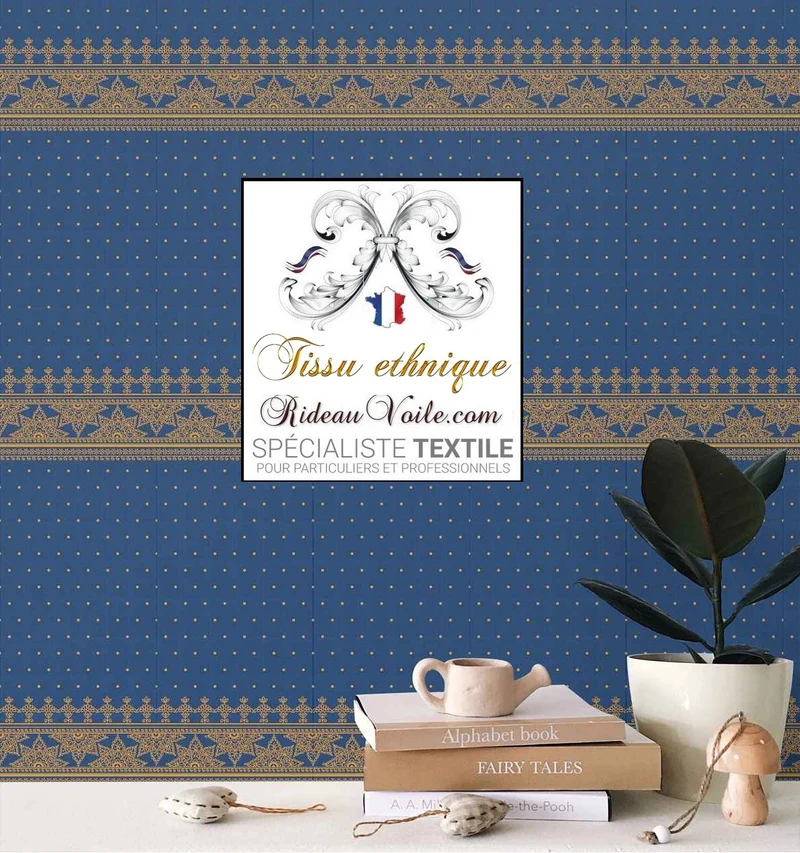 Tissu floral ameublement motif imprimé cachemire Indiens Paisley bleu mètre rideaux