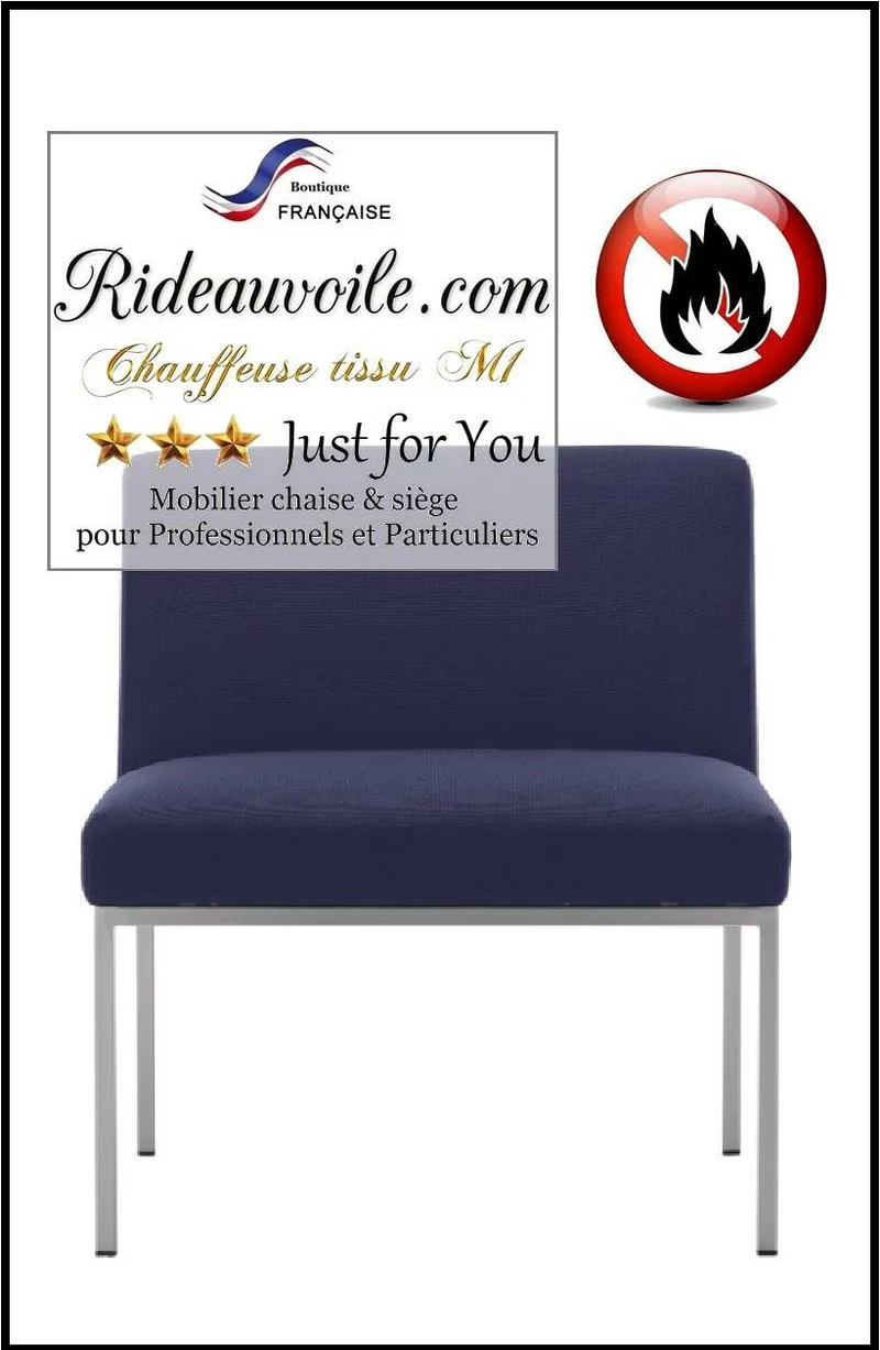 Mobilier fauteuil banquette non feu tissu ameublement mètre rideau bleu marine