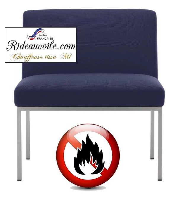 Mobilier fauteuil banquette non feu tissu ameublement mètre rideau bleu marine
