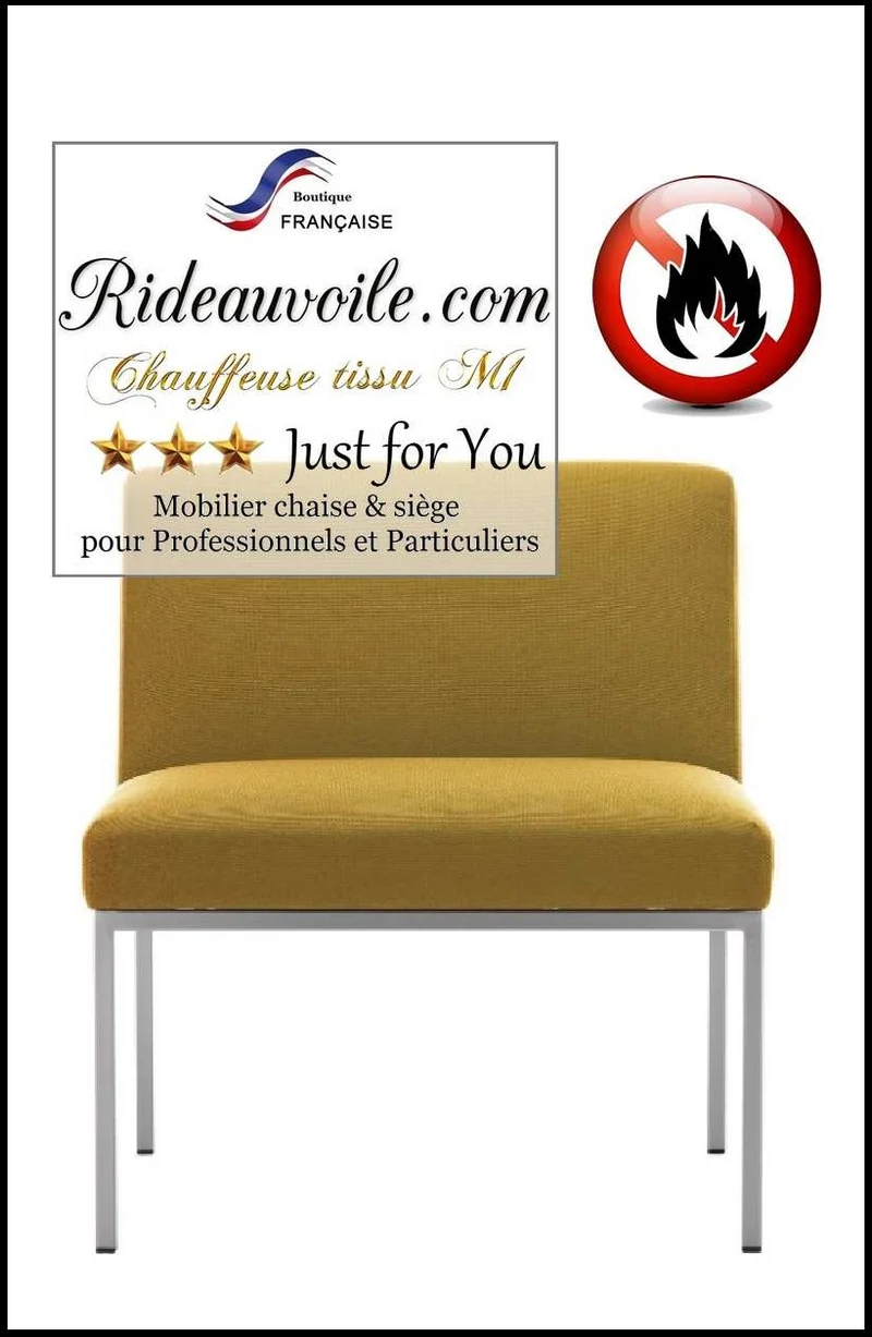 Meuble mobilier fauteuil siège non feu tissu ameublement mètre rideau Jaune safran