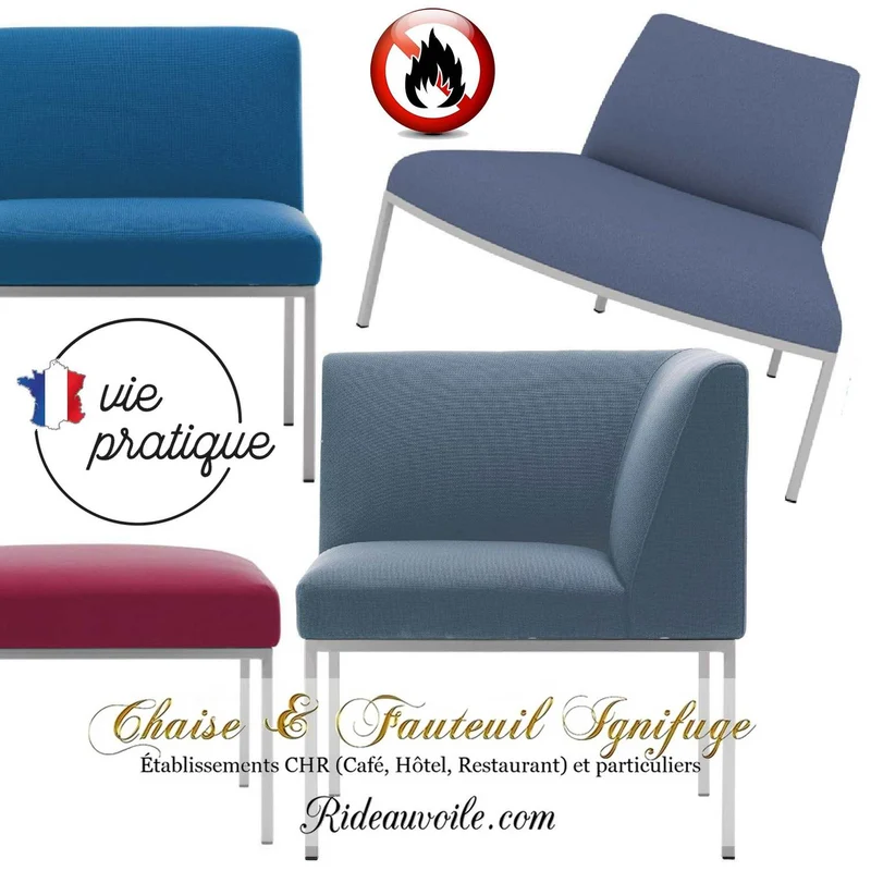 Meuble fauteuil d'appoint siège Pro non feu tissu ameublement au mètre rideau orange