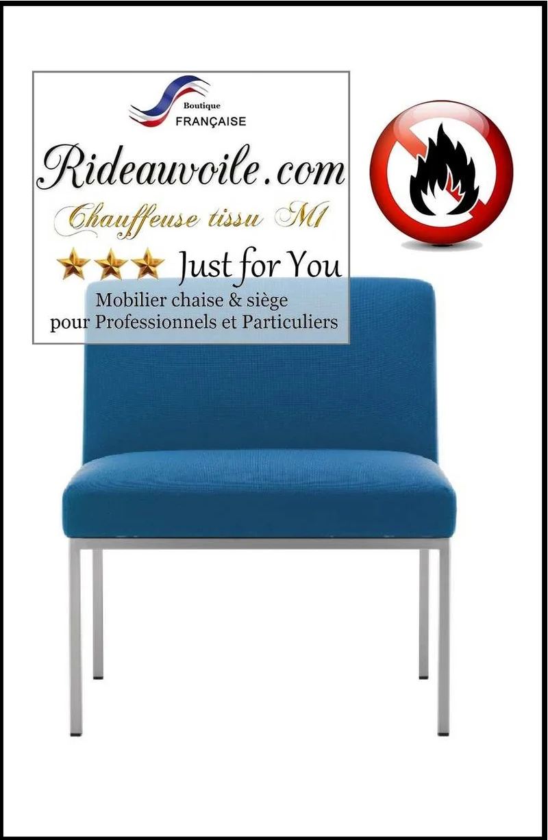 Fauteuil Chaise d'appoint tissu d'ameublement ignifuge M1 Bleu C.H.R décoration