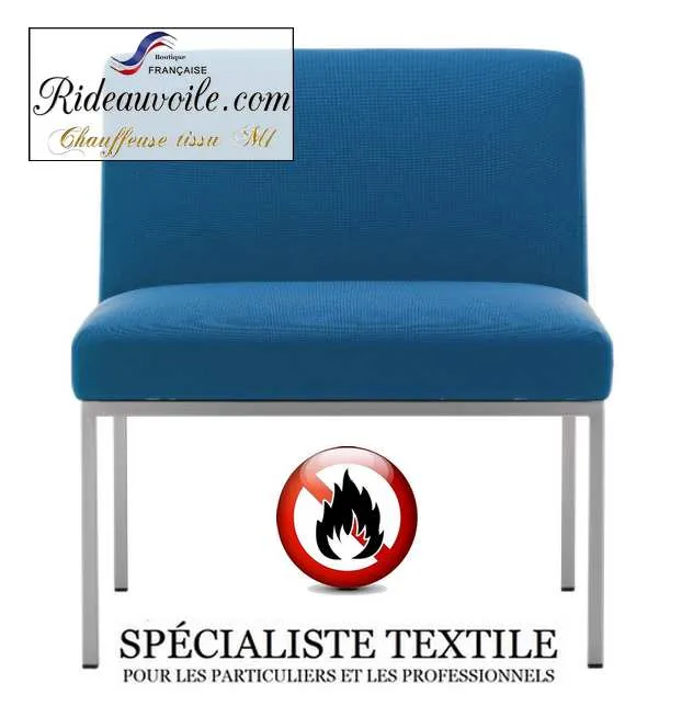 Fauteuil Chaise d'appoint tissu d'ameublement ignifuge M1 Bleu C.H.R décoration