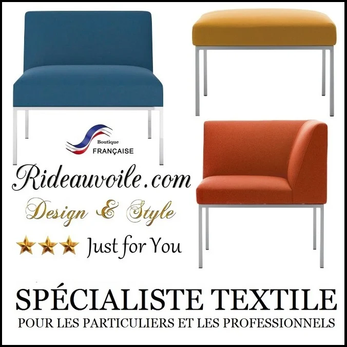 Fauteuil Chaise d'appoint tissu d'ameublement ignifuge M1 Bleu C.H.R décoration