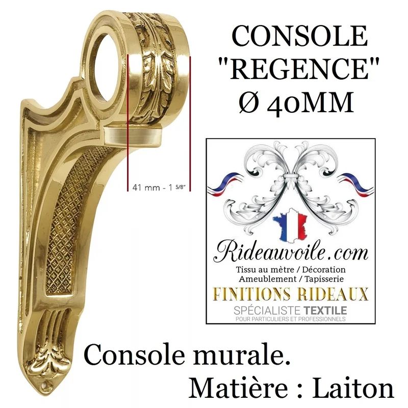 Tringlerie tissus rideaux accessoires barre console support mural laiton Régence