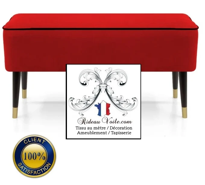 Boutique meuble haut gamme Mobilier banc banquette pouf tissu ameublement rouge velours