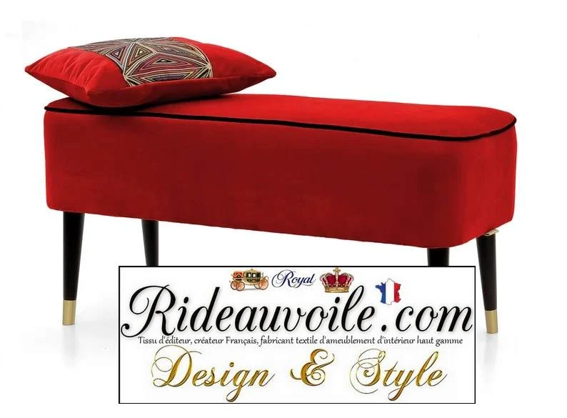 Boutique meuble haut gamme Mobilier banc banquette pouf tissu ameublement rouge velours