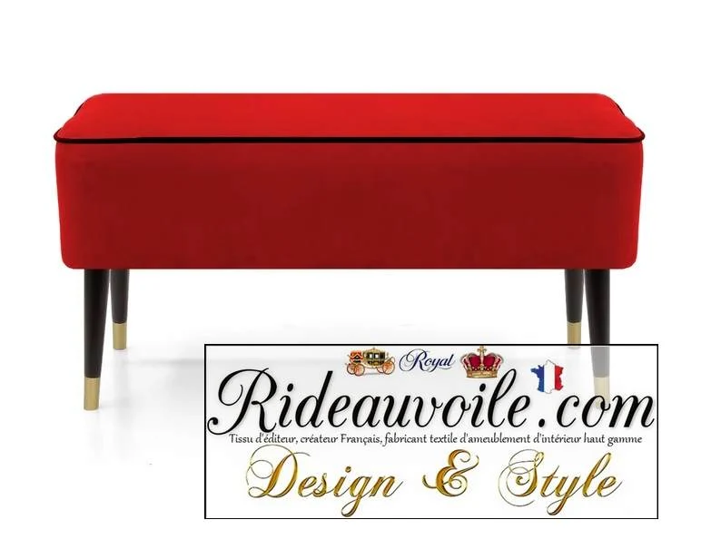 Boutique meuble haut gamme Mobilier banc banquette pouf tissu ameublement rouge velours