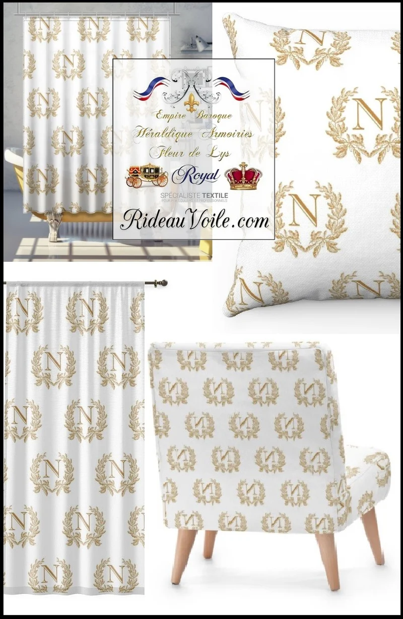 Tissus ameublement histoire Couronne Empire au mètre motif Napoléon rideau