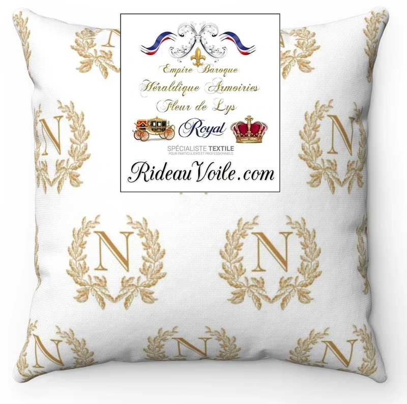Tissus ameublement histoire Couronne Empire au mètre motif Napoléon rideau