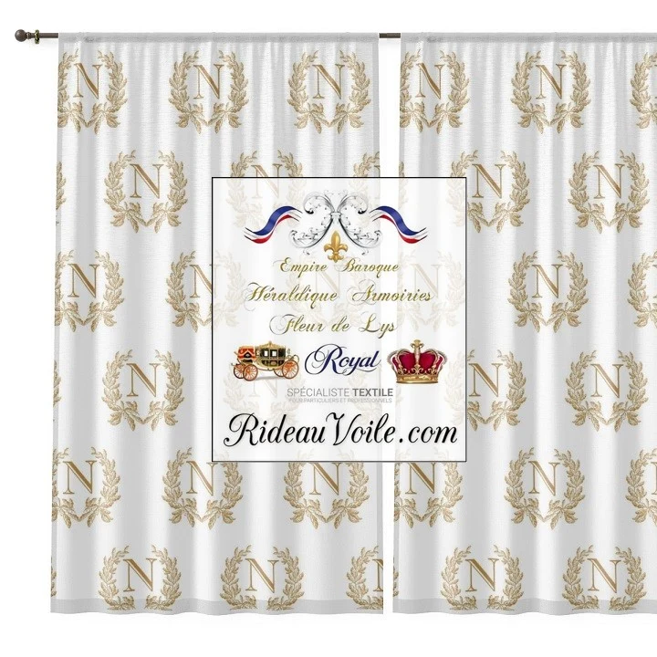 Tissus ameublement histoire Couronne Empire au mètre motif Napoléon rideau