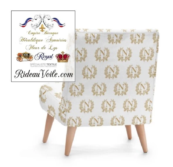 Tissus ameublement histoire Couronne Empire au mètre motif Napoléon rideau