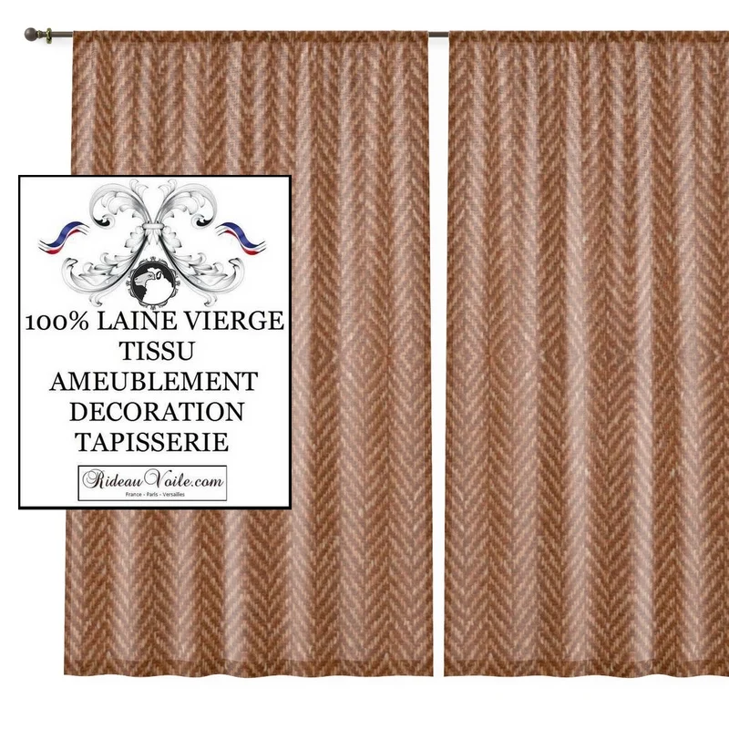 Tissu ameublement Laine Chevron marron au mètre fabricant éditeur textile rideau