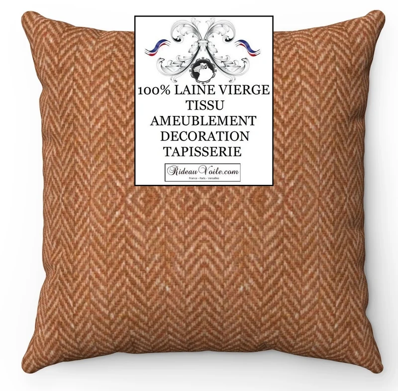 Tissu ameublement Laine Chevron marron au mètre fabricant éditeur textile rideau