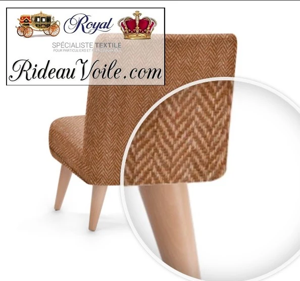 Tissu ameublement Laine Chevron marron au mètre fabricant éditeur textile rideau