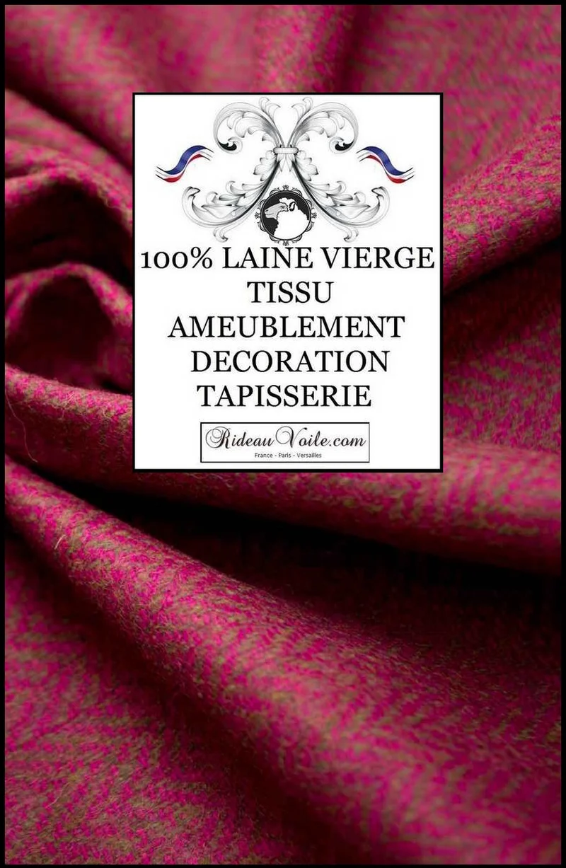 Tissus tweed ameublement intérieur Laine vert rose Chevron mètre rideau canapé