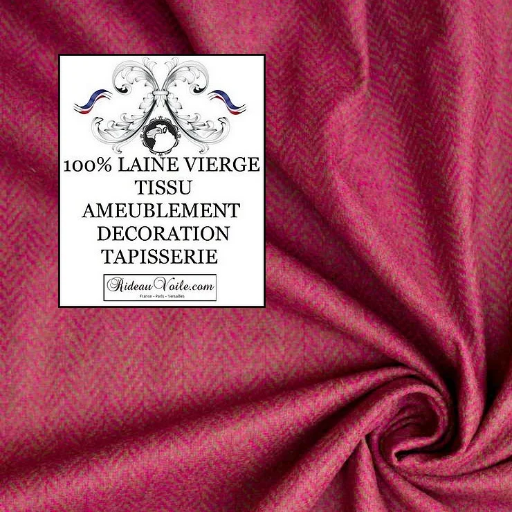 Tissus tweed ameublement intérieur Laine vert rose Chevron mètre rideau canapé