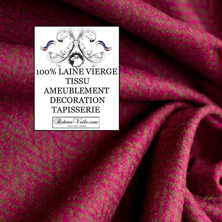 Tissus tweed ameublement intérieur Laine vert rose Chevron mètre rideau canapé