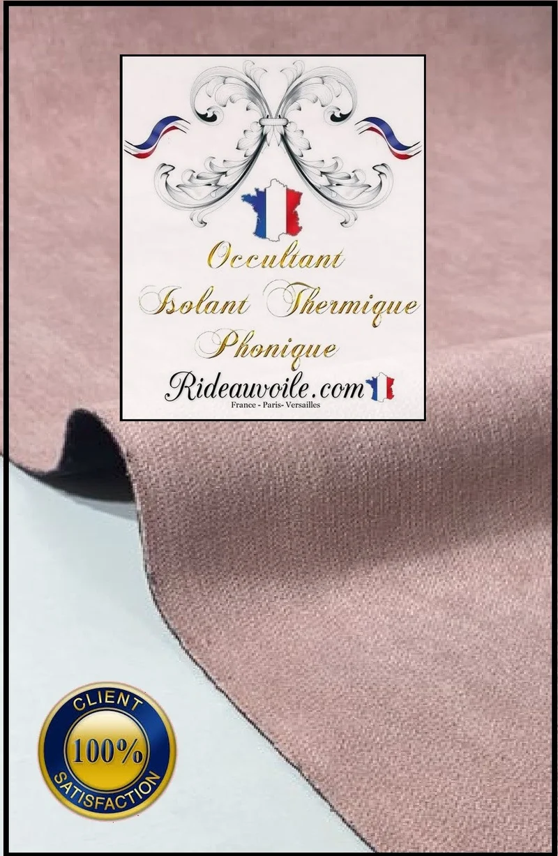 Tissu d'ameublement isolant thermique phonique acoustique mètre rideau rose