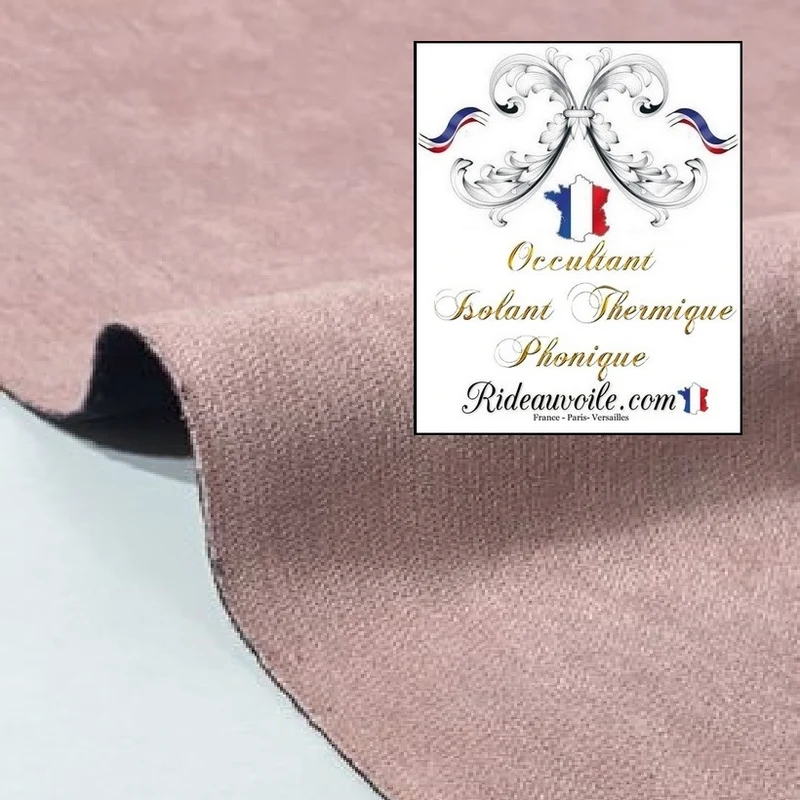 Tissu d'ameublement isolant thermique phonique acoustique mètre rideau rose