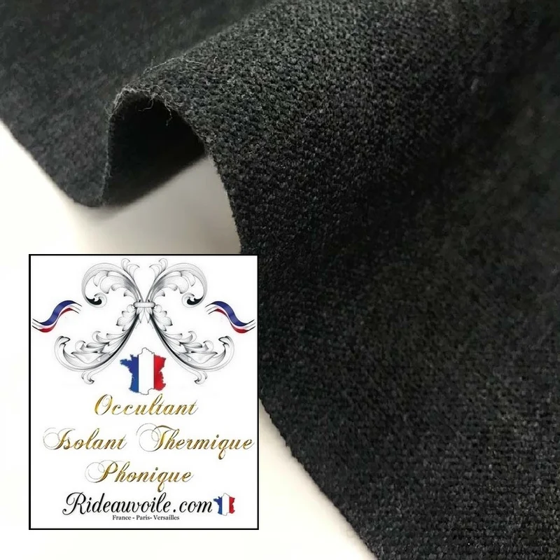 Tissu ameublement au mètre occultant thermique isolant phonique rideau noir velouté