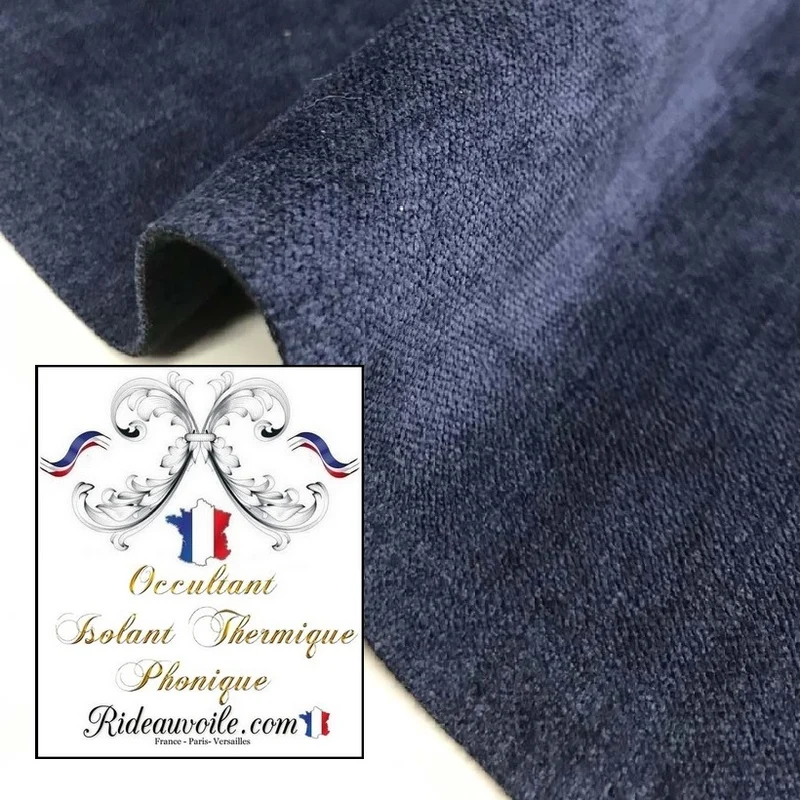 Tissu bleu matière isolant thermique phonique au mètre rideau tapissier canapé