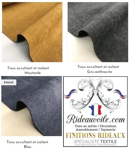 Tissu bleu matière isolant thermique phonique au mètre rideau tapissier canapé
